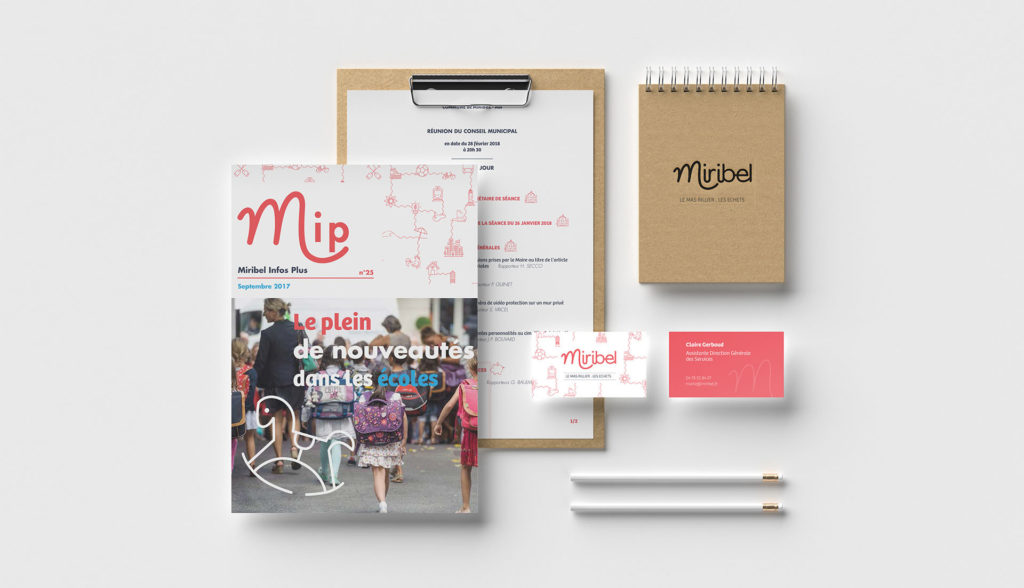 Mockup Edition documents pour la  refonte identité Miribel